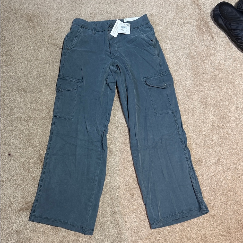 NWTs Wide-Leg Cargo Pants - Blue Gray